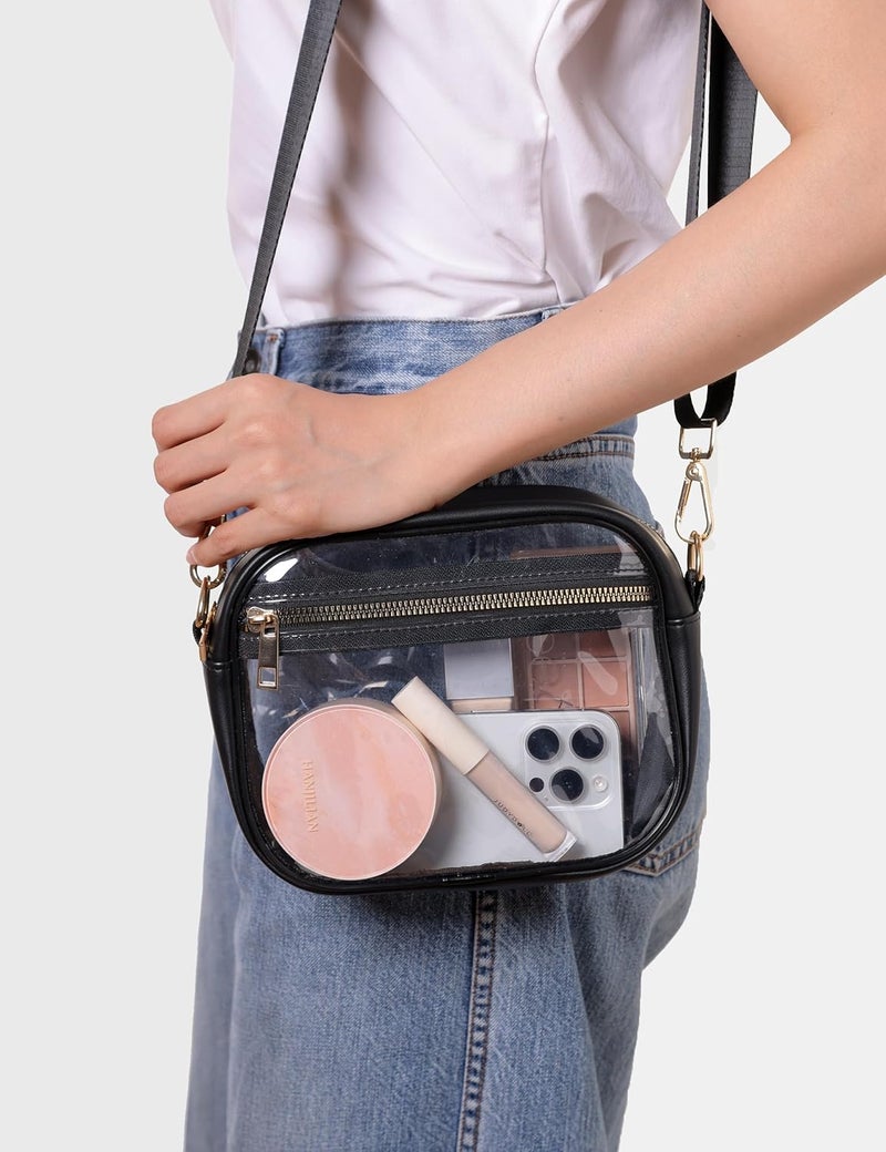 Fibrdoo Clear Bag Stadium Approved, Leather Clear Crossbody Purse Bag for Concerts Sports Events Festivals - Image 2